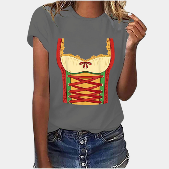 EB | T-Shirt Kurze Ärmel Dirndl Druck T-Shirts Damenbekleidung