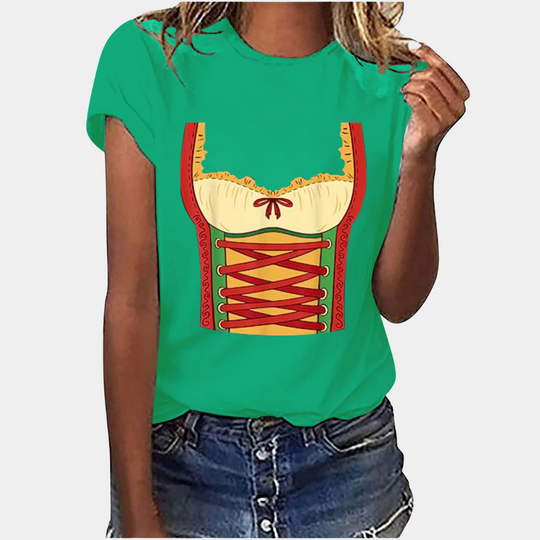 EB | T-Shirt Kurze Ärmel Dirndl Druck T-Shirts Damenbekleidung