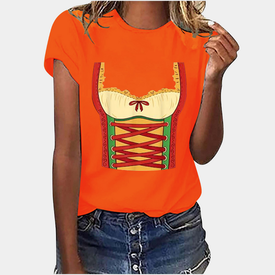 EB | T-Shirt Kurze Ärmel Dirndl Druck T-Shirts Damenbekleidung