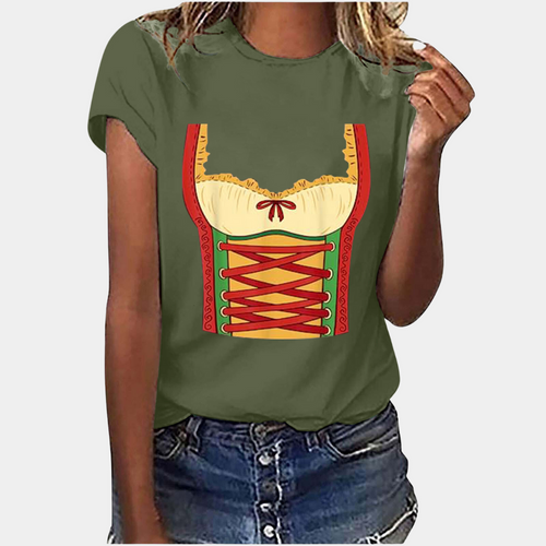 EB | T-Shirt Kurze Ärmel Dirndl Druck T-Shirts Damenbekleidung