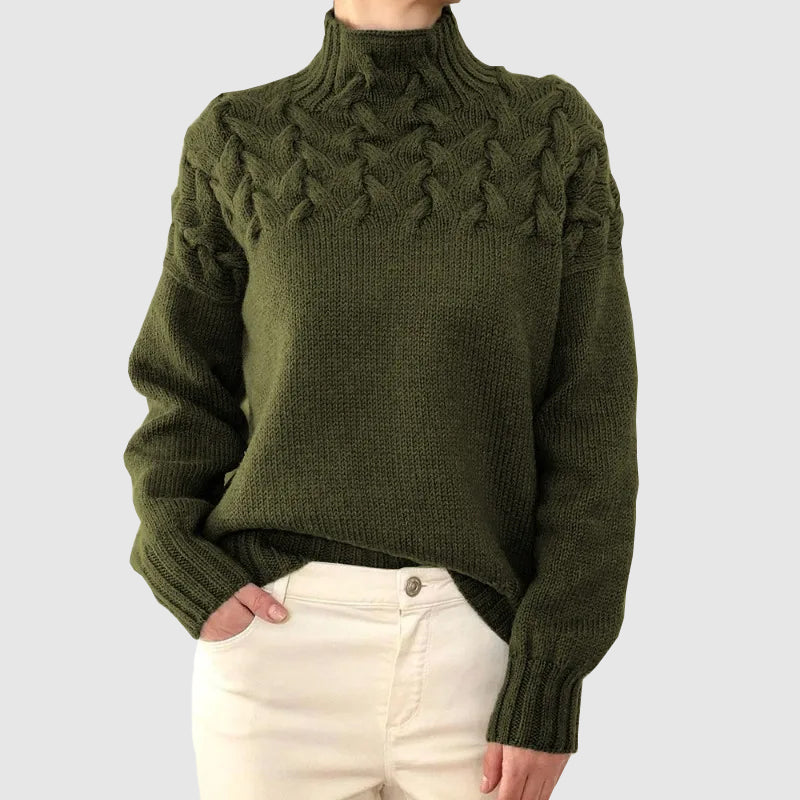 EB | Kabelstrick Rollkragenpullover mit Langen Ärmeln