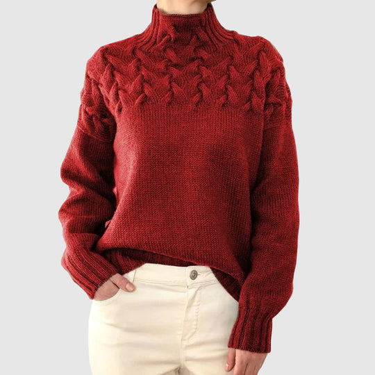 EB | Kabelstrick Rollkragenpullover mit Langen Ärmeln