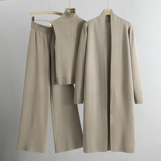 EB | Schickes Damen Satz mit Langem Mantel und Gerader Hose