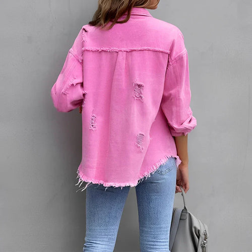 EB | Zerrissenes Denim-Hemd mit Knopfleiste