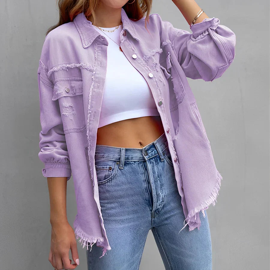 EB | Zerrissenes Denim-Hemd mit Knopfleiste