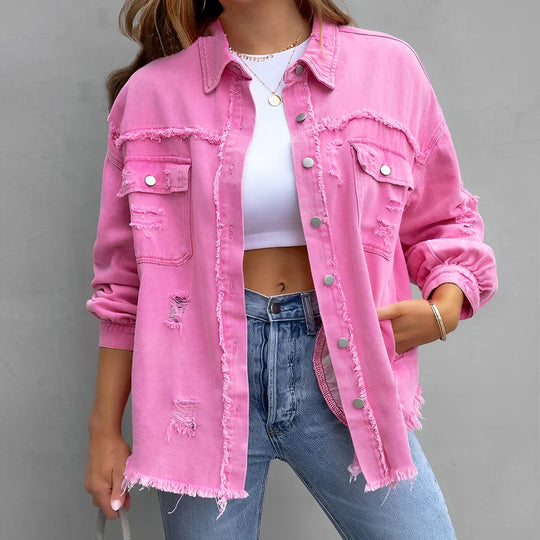 EB | Zerrissenes Denim-Hemd mit Knopfleiste