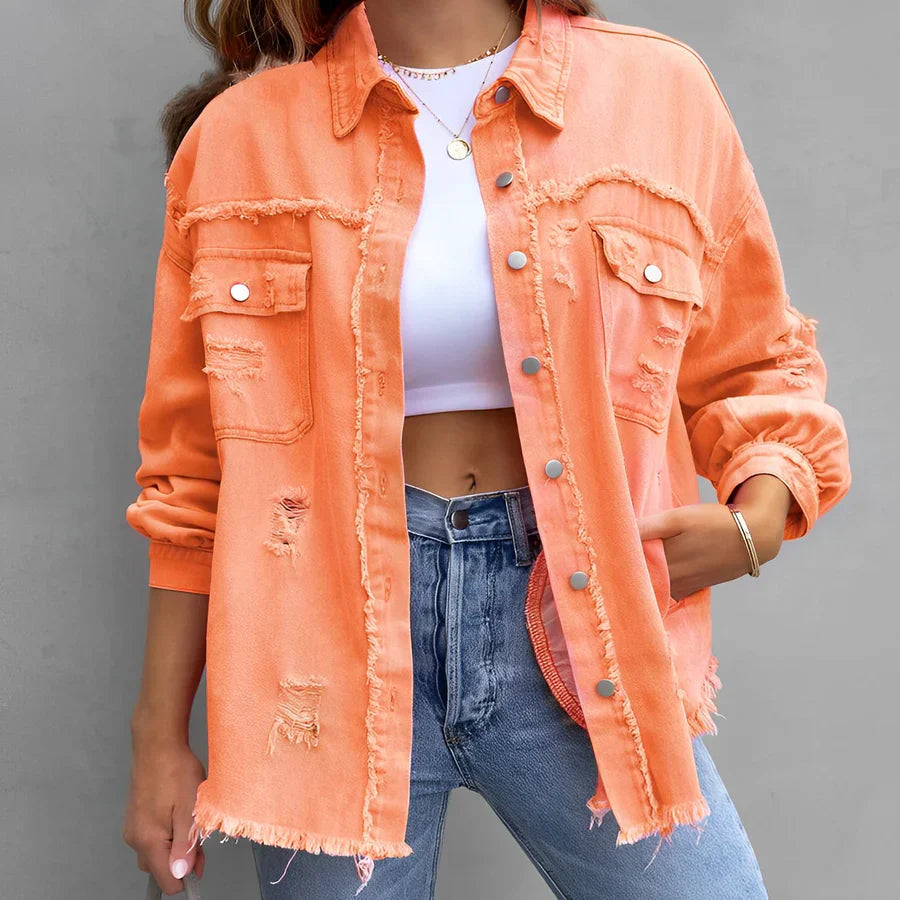 EB | Zerrissenes Denim-Hemd mit Knopfleiste