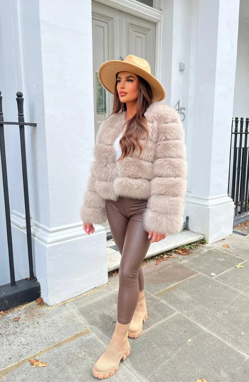 EB | Kunstfell Puffermantel Kurze Plüsch Winterjacke