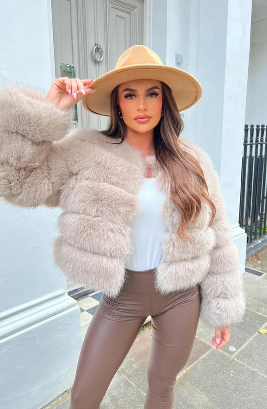 EB | Kunstfell Puffermantel Kurze Plüsch Winterjacke