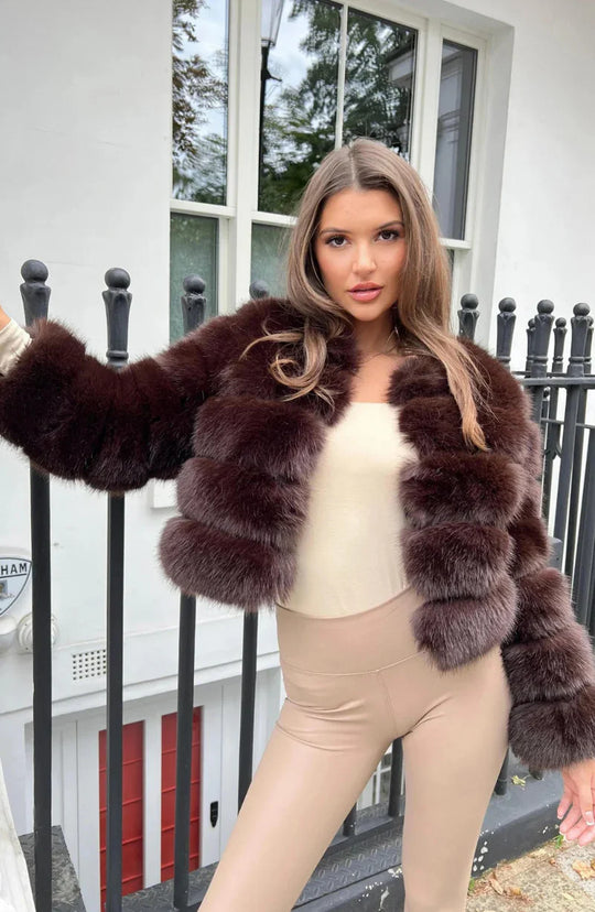 EB | Kunstfell Puffermantel Kurze Plüsch Winterjacke
