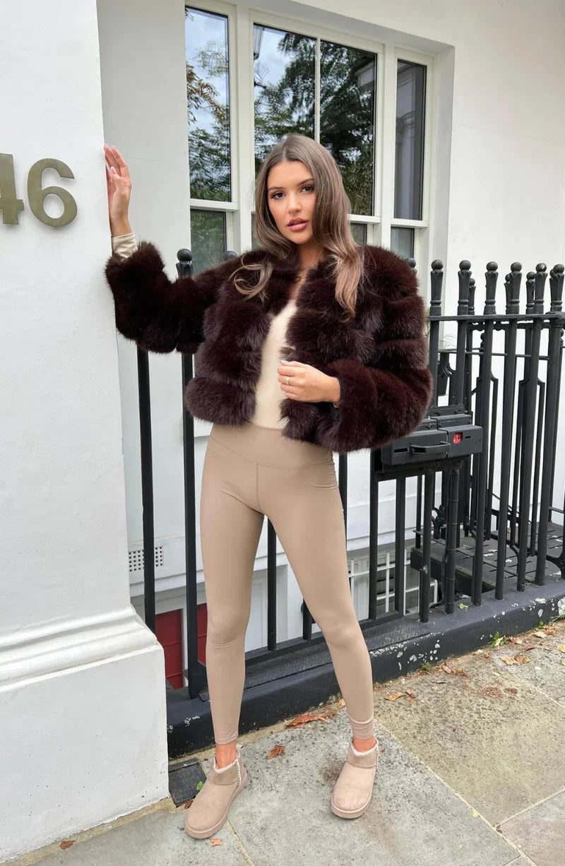 EB | Kunstfell Puffermantel Kurze Plüsch Winterjacke