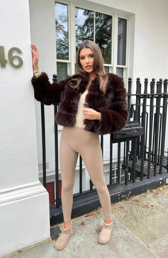 EB | Kunstfell Puffermantel Kurze Plüsch Winterjacke