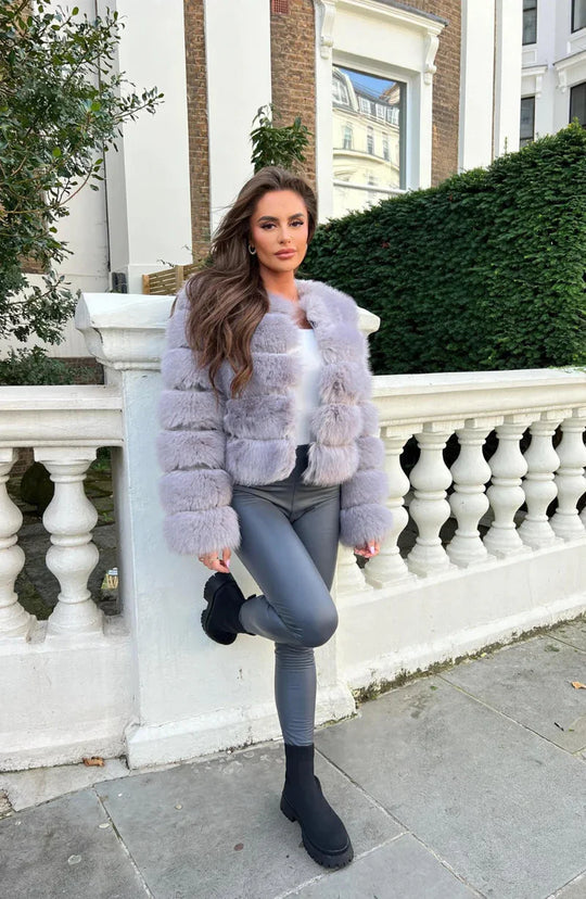 EB | Kunstfell Puffermantel Kurze Plüsch Winterjacke