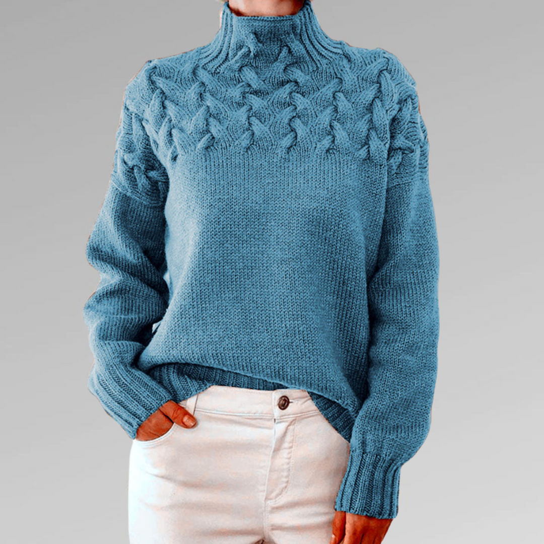 EB | Damen-Rollkragenpullover mit Zopfmuster