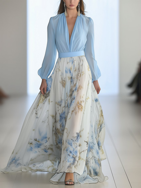 EB | Glänzendes Floral Print Maxikleid
