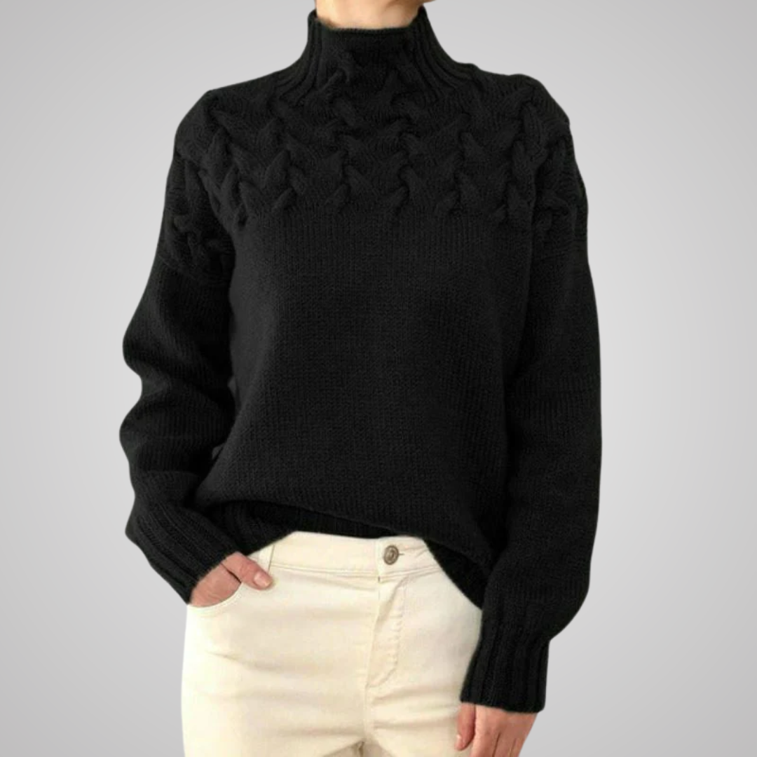 EB | Strickpullover Hoher Kragen Geflochtenes Muster