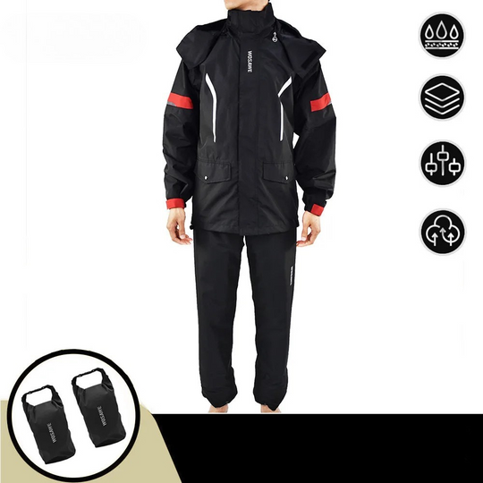 EB | Herren Motorrad Regenjacke Wasserdicht - Reflexschwarz/Grün S-2XL