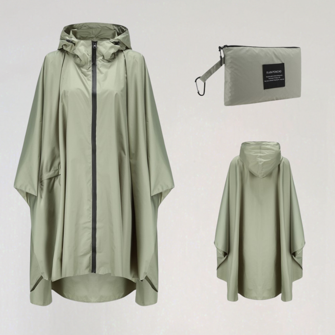 EB | Damen Faltbare Regenjacke mit Kapuze und Wasserdichtem Stoff