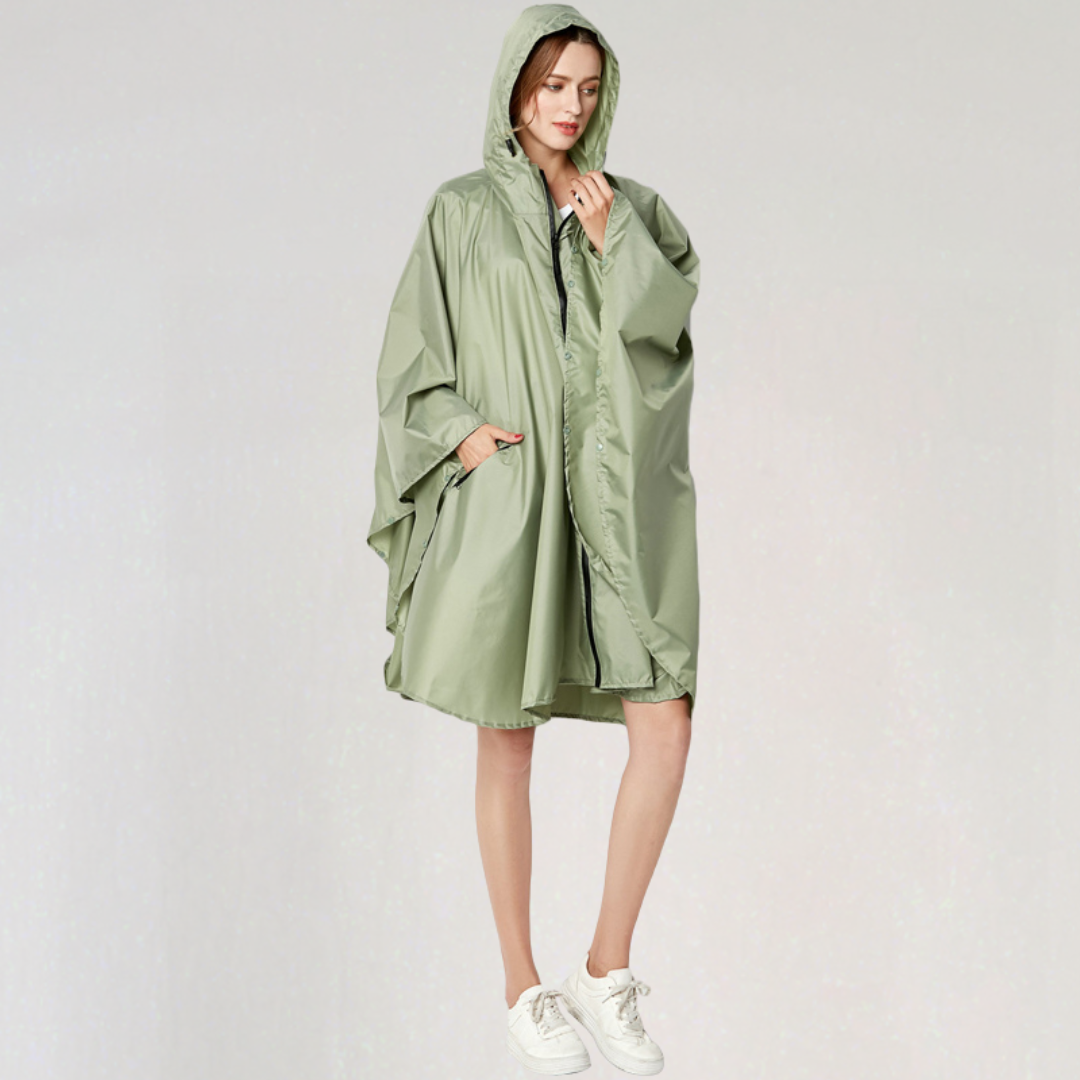 EB | Damen Faltbare Regenjacke mit Kapuze und Wasserdichtem Stoff
