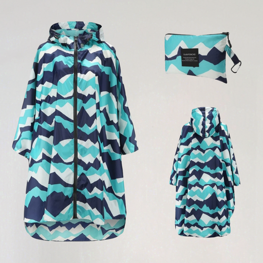 EB | Damen Faltbare Regenjacke mit Kapuze und Wasserdichtem Stoff