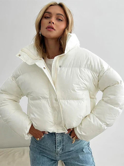 EB | Pufferjacke - Gepolstert und Kurze Passform - Hoher Kragen - Winddicht und Warm