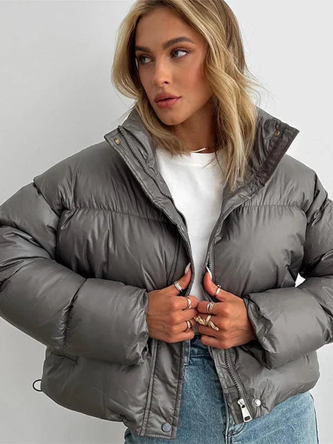 EB | Pufferjacke - Gepolstert und Kurze Passform - Hoher Kragen - Winddicht und Warm
