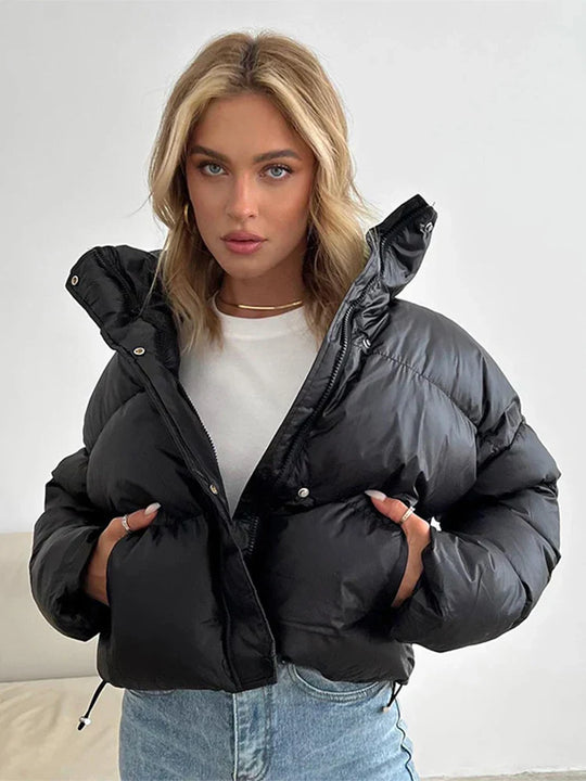 EB | Pufferjacke - Gepolstert und Kurze Passform - Hoher Kragen - Winddicht und Warm
