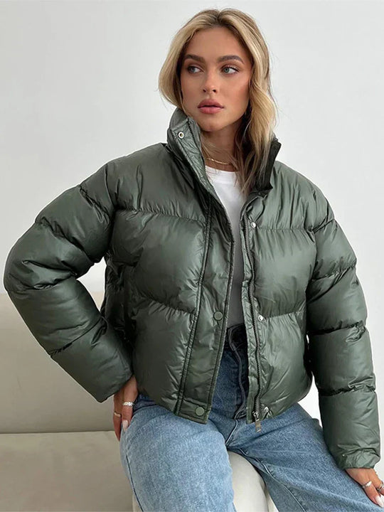 EB | Pufferjacke - Gepolstert und Kurze Passform - Hoher Kragen - Winddicht und Warm
