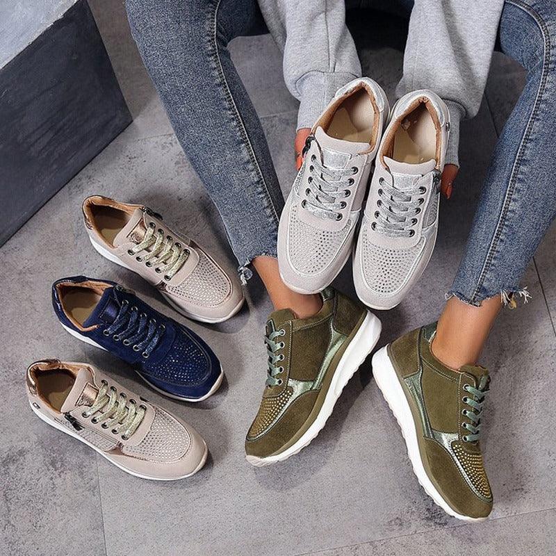 Orthopädische Schuhe - Reißverschluss - Einlagen - Ergonomische Schuhe - Damensneaker EB