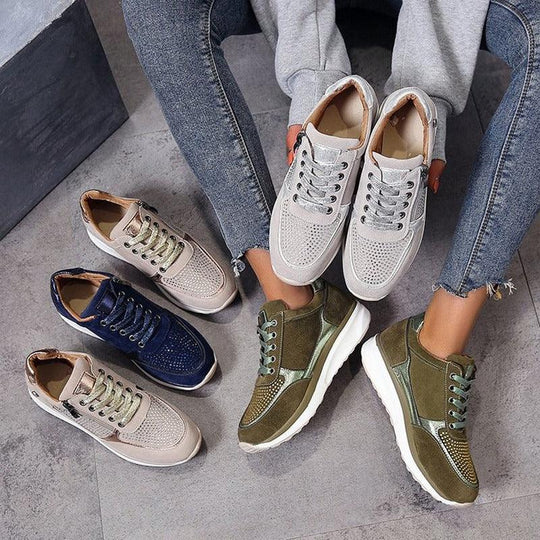 Orthopädische Schuhe - Reißverschluss - Einlagen - Ergonomische Schuhe - Damensneaker EB