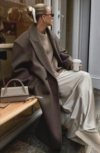 EB | Damenjacke - Langer Trenchcoat mit Reverskragen