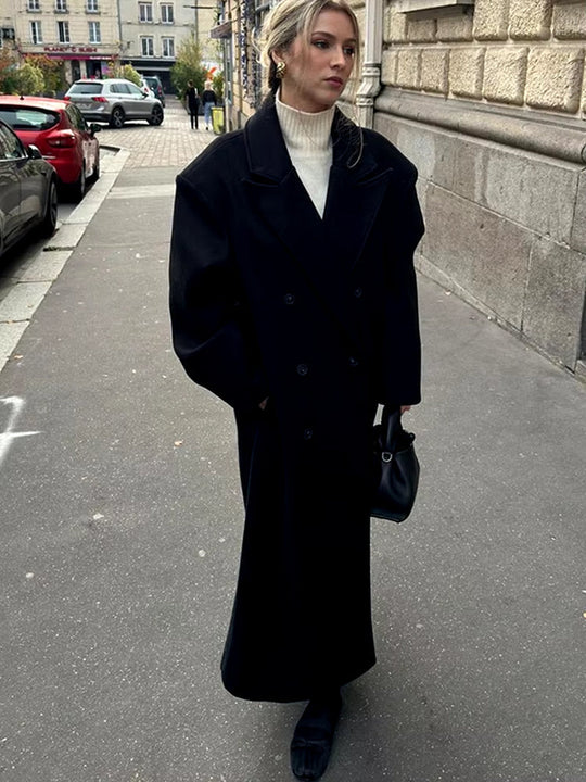 EB | Damenjacke - Langer Trenchcoat mit Reverskragen