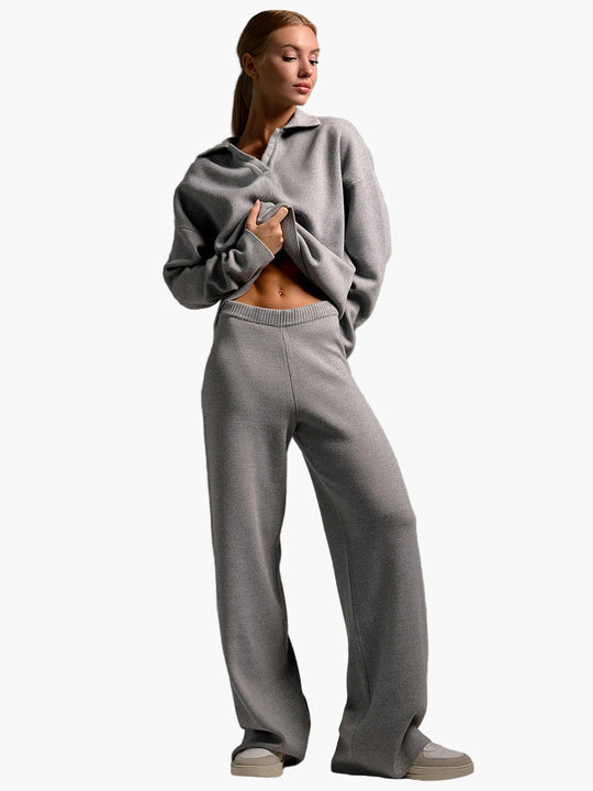 EB | Loungewear Set - Oversized Pullover mit Kragen und Weiten Hosen - Perfekt für Zuhause & Freizeit