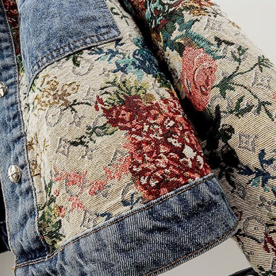 EB | Elegante Blumen Denimjacke für Damen für den Herbst