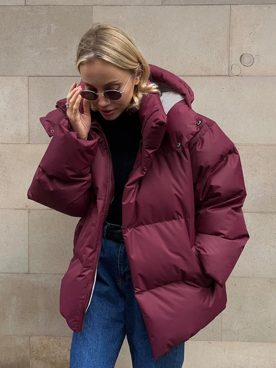 EB | Damenjacke mit Kapuze Warme Daunenjacke Im Kurzen Modell