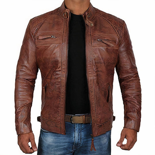 EB | Robuste Motorradjacke für Herren mit Reißverschlusstaschen