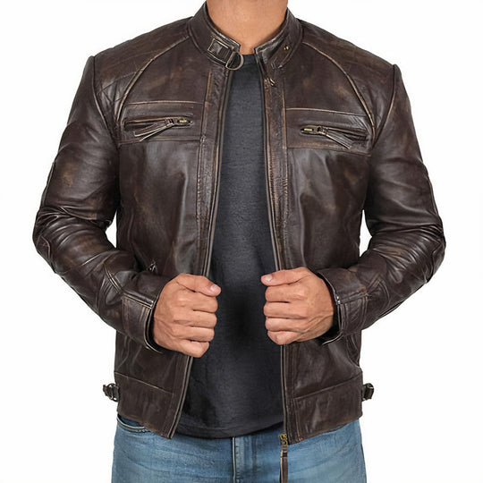 EB | Robuste Motorradjacke für Herren mit Reißverschlusstaschen