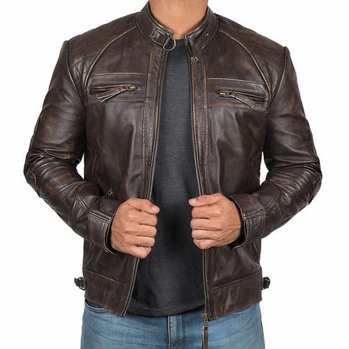 EB | Robuste Motorradjacke für Herren mit Reißverschlusstaschen