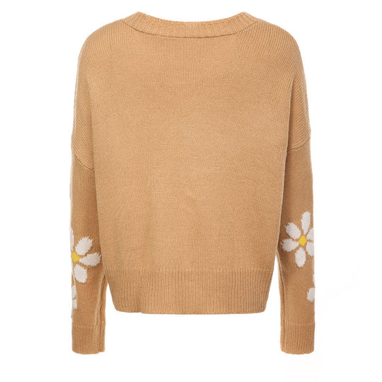 EB | Strickjacke mit Zartem Blumenmuster Design