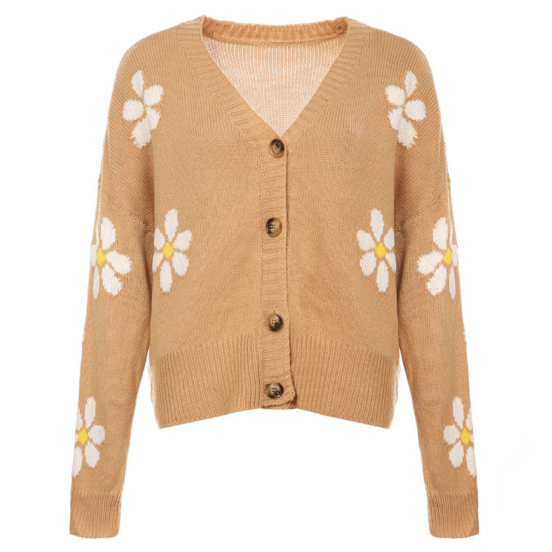 EB | Strickjacke mit Zartem Blumenmuster Design
