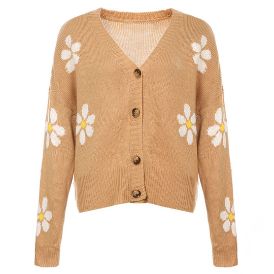 EB | Strickjacke mit Zartem Blumenmuster Design