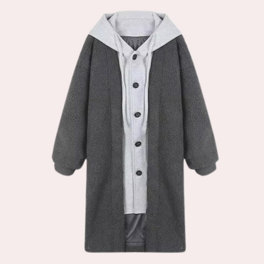 EB | Lässige Lange Damenjacke mit Kapuze