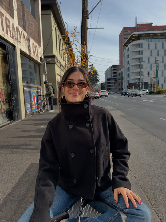 EB | Jacke Wollmischung Oversized Fit Stehkragen Doppelreihige Knöpfe