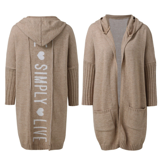 EB | langer Cardigan mit Kapuze Weich & Warm