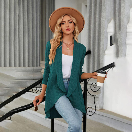 EB | Strick-cardigan Wasserfallkragen Entspannte Eleganz