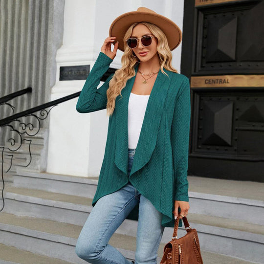 EB | Strick-cardigan Wasserfallkragen Entspannte Eleganz