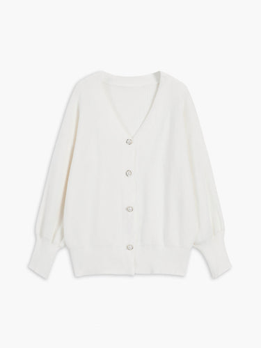 EB | Damen Übergroßer Strickcardigan mit V-Ausschnitt und Knopfverschluss