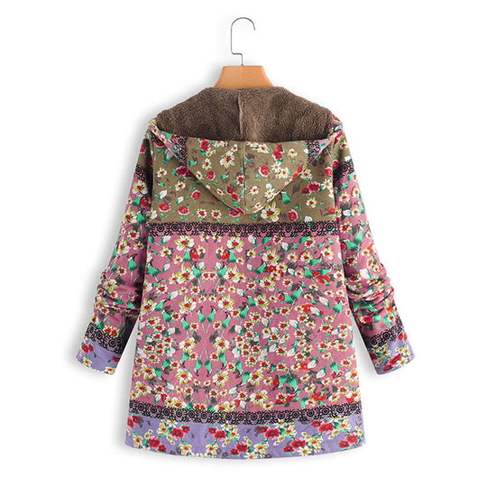 EB | Langer Damen Teddy Mantel mit Kapuze