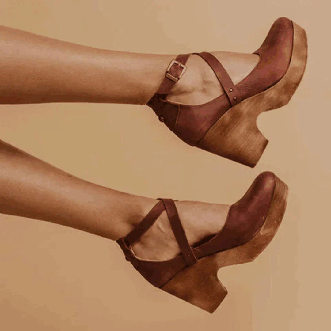 Plattform Sandalen - Knöchelriemchen - Absatz - Keilabsätze - Damen Schuhe EB