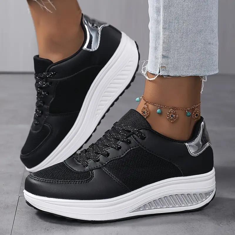 Plattform-Sneaker, Bequem, Schnürschuhe, Damenschuhe, Mesh-Sneaker EB